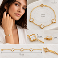 18K Yellow Gold Mother of Pearl Three Clover Bracelet – 4.3g