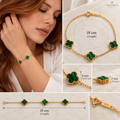 18K Gold Green Clover Bracelet – 3 Motifs | 4.3g