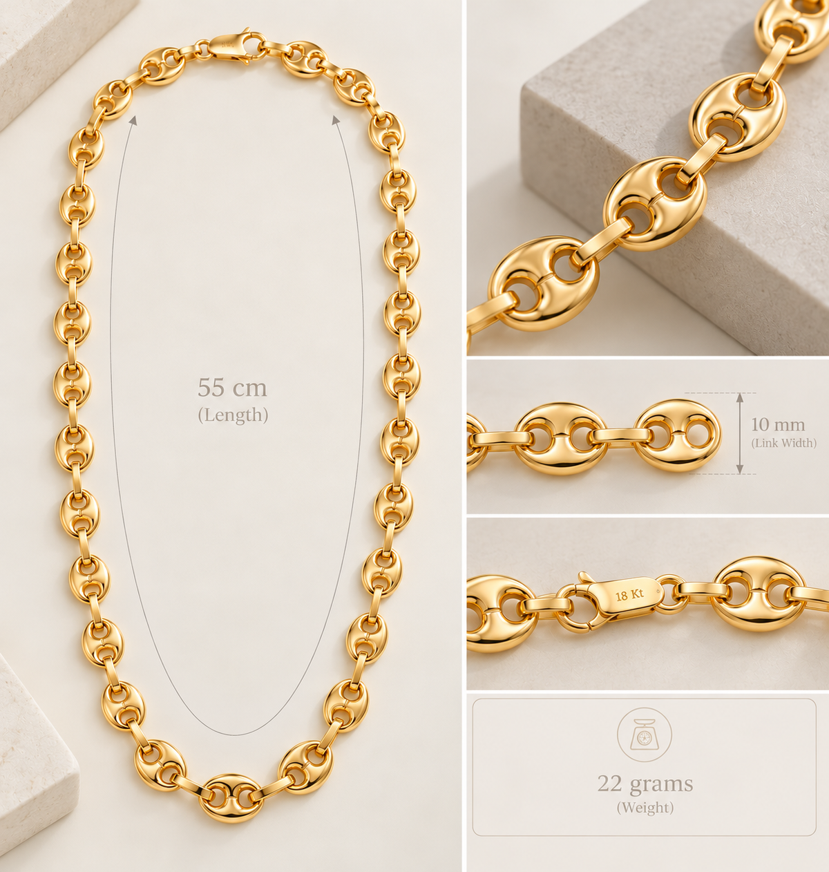 18K Gold Gucci Mariner Link Chain – 55 cm | 22 Grams